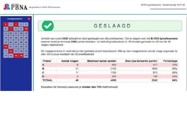 VCA Proefexamen geslaagd